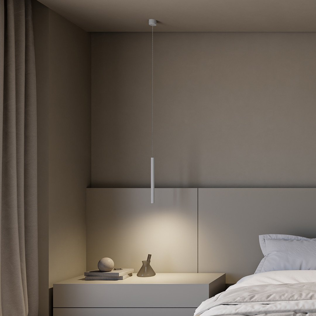 Minimalist Pendant Lamp with Cylindrical Tube Shape and Integrated LED