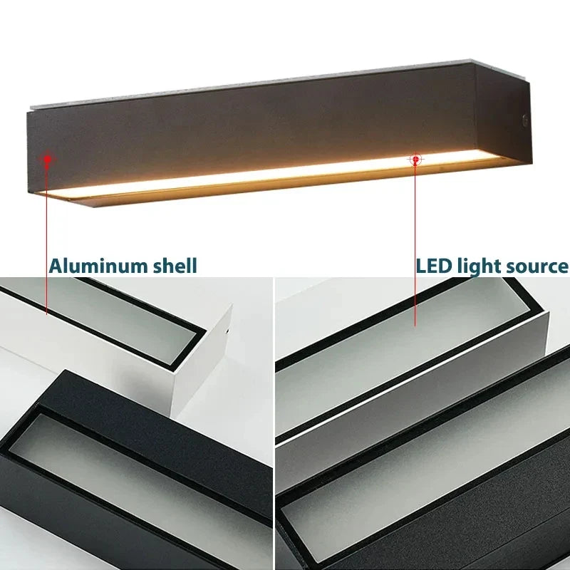 Minimalist Solar Outdoor Wall Lamp with 16 LEDs and Slim Rectangular Body