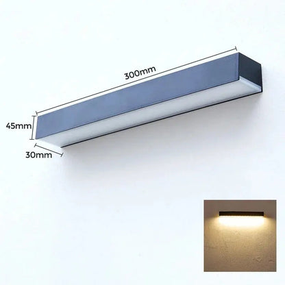 Minimalist Solar Outdoor Wall Lamp with 16 LEDs and Slim Rectangular Body