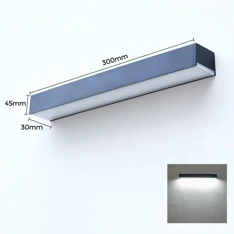 Minimalist Solar Outdoor Wall Lamp with 16 LEDs and Slim Rectangular Body