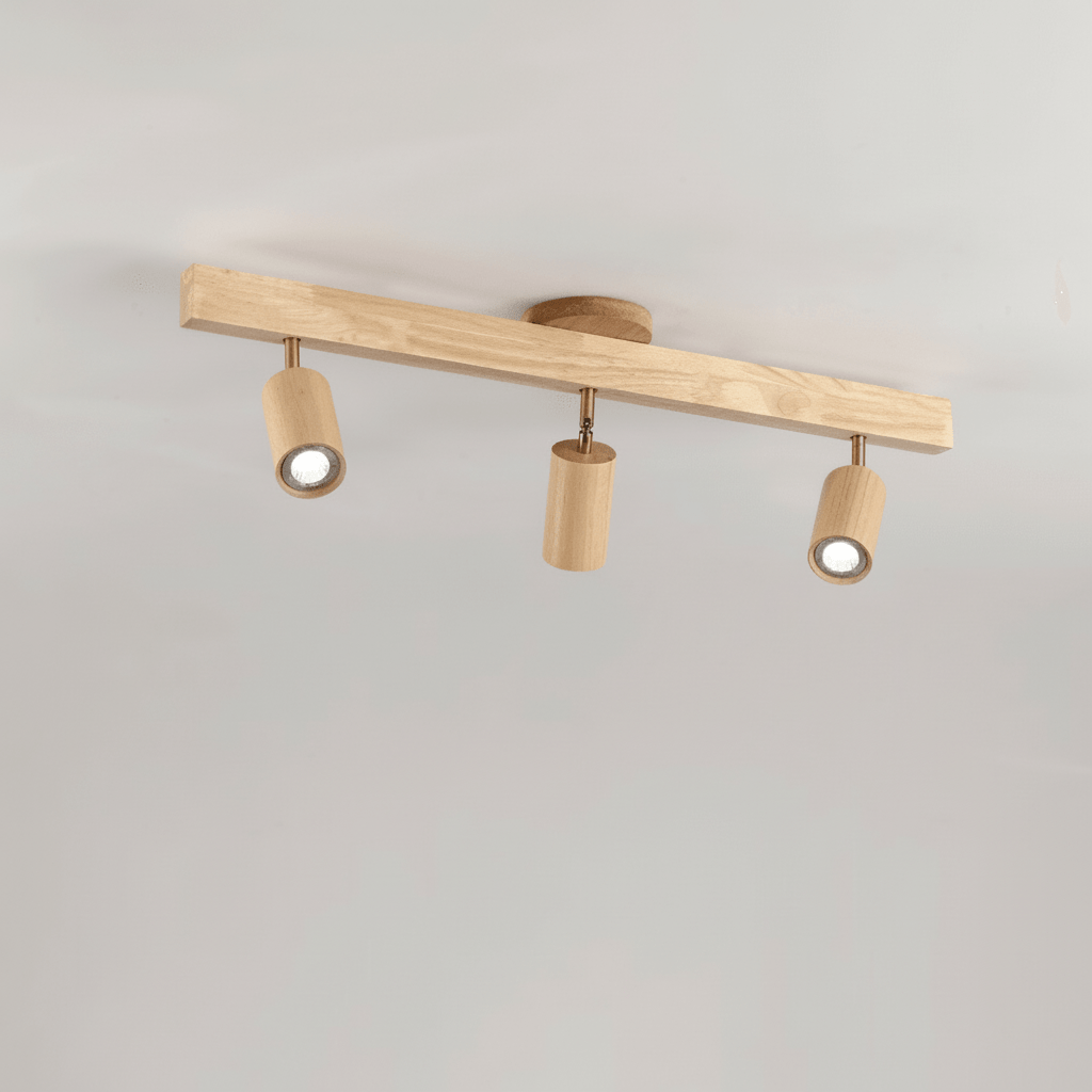 Minimalist Solid Wood Ceiling Spotlight with Adjustable Light Direction
