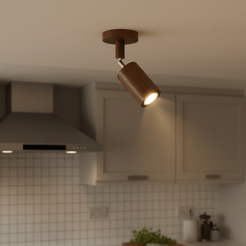 Minimalist Solid Wood Ceiling Spotlight with Adjustable Light Direction