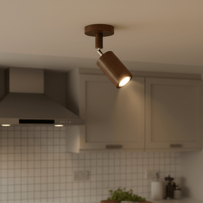 Minimalist Solid Wood Ceiling Spotlight with Adjustable Light Direction