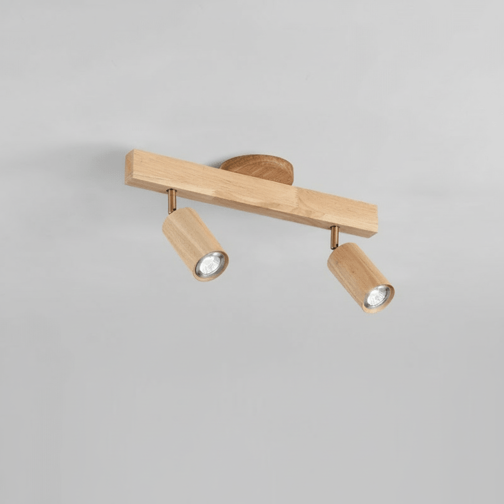 Minimalist Solid Wood Ceiling Spotlight with Adjustable Light Direction