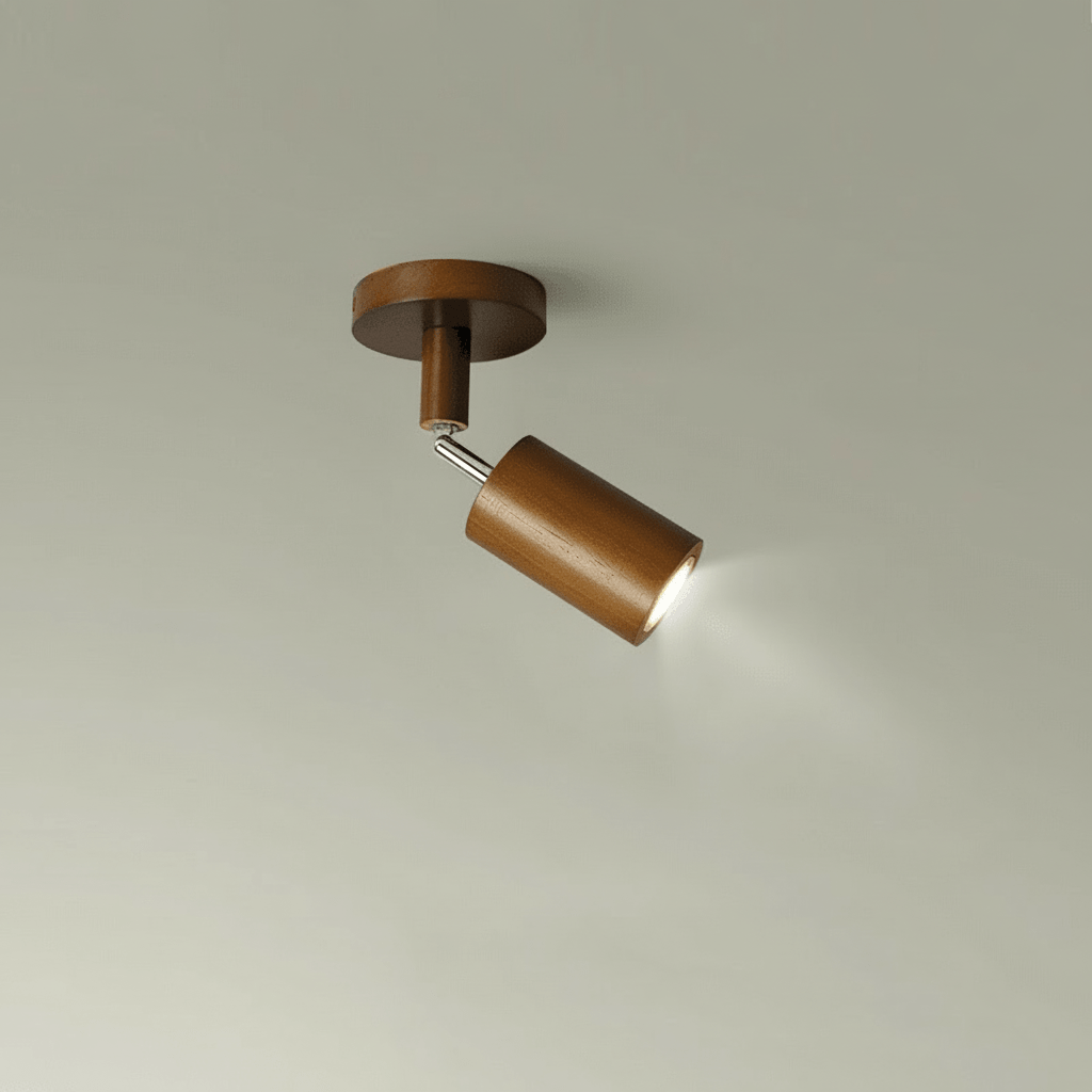 Minimalist Solid Wood Ceiling Spotlight with Adjustable Light Direction