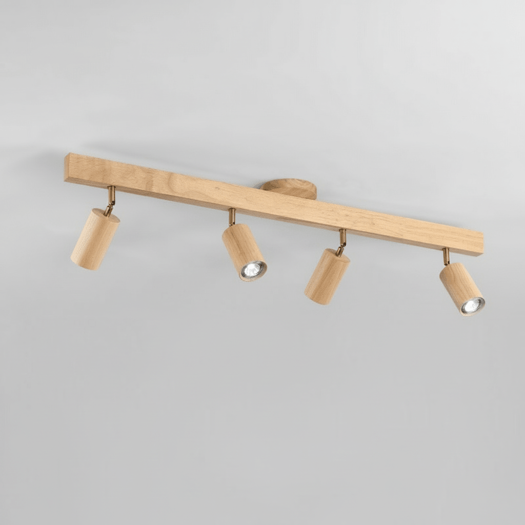 Minimalist Solid Wood Ceiling Spotlight with Adjustable Light Direction
