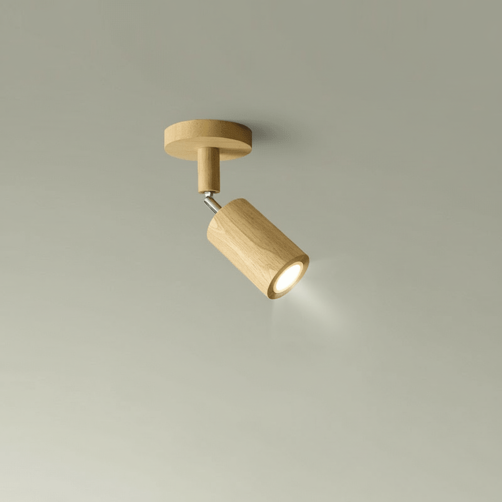 Minimalist Solid Wood Ceiling Spotlight with Adjustable Light Direction
