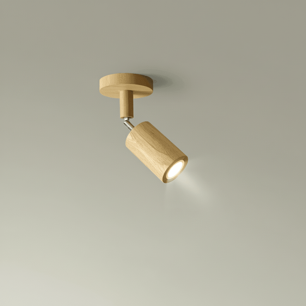 Minimalist Solid Wood Ceiling Spotlight with Adjustable Light Direction
