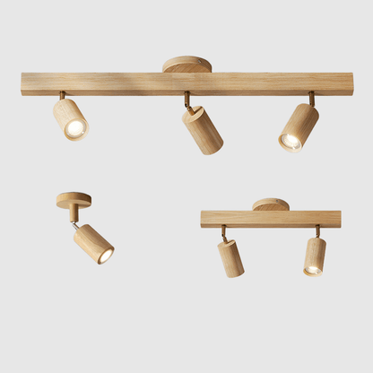 Minimalist Solid Wood Ceiling Spotlight with Adjustable Light Direction