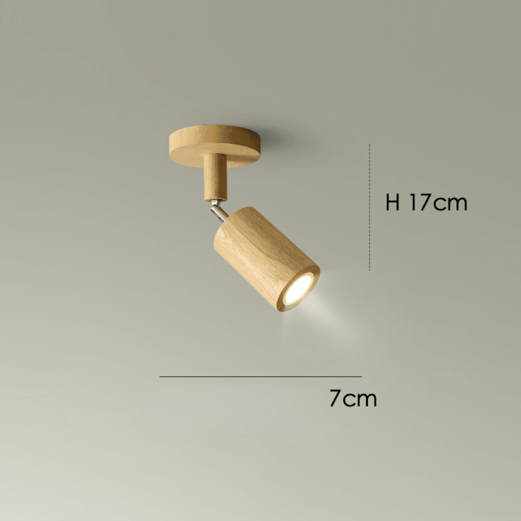 Minimalist Solid Wood Ceiling Spotlight with Adjustable Light Direction