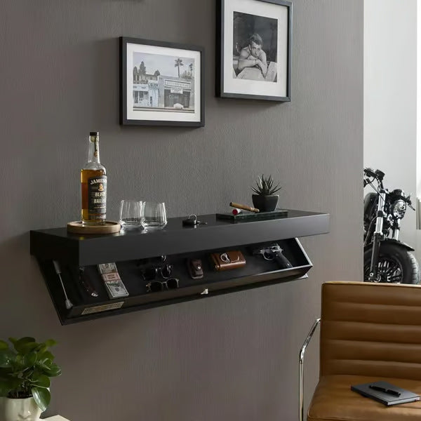 Minimalist Wall Shelf with Hidden Storage Compartment