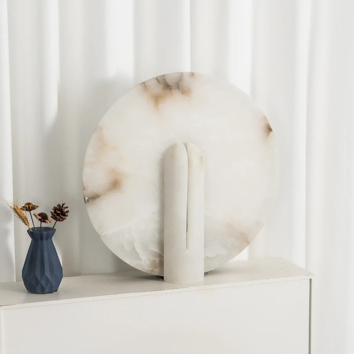 Modern Alabaster Disc Table Lamp