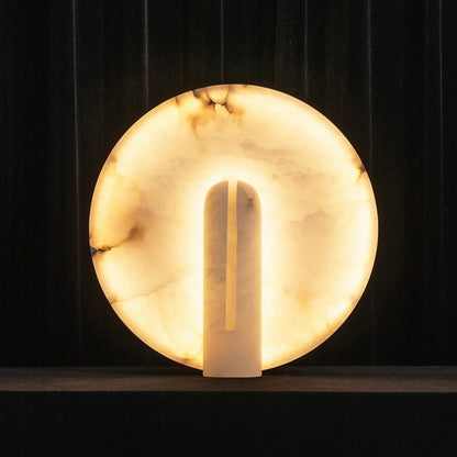 Modern Alabaster Disc Table Lamp