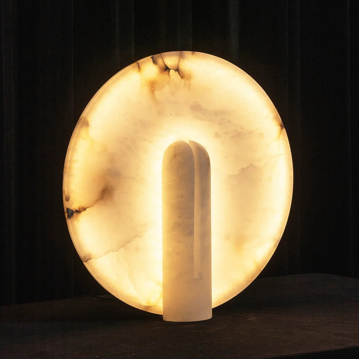 Modern Alabaster Disc Table Lamp