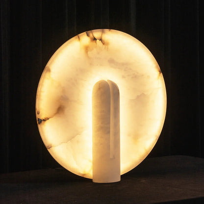 Modern Alabaster Disc Table Lamp