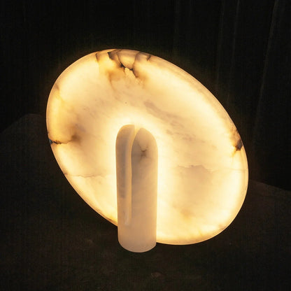 Modern Alabaster Disc Table Lamp