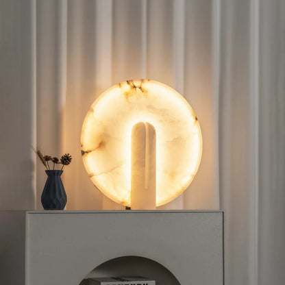 Modern Alabaster Disc Table Lamp