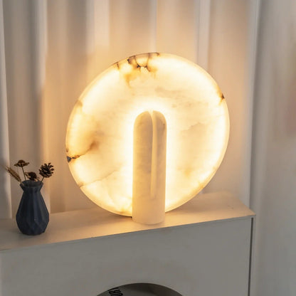 Modern Alabaster Disc Table Lamp