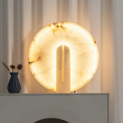 Modern Alabaster Disc Table Lamp