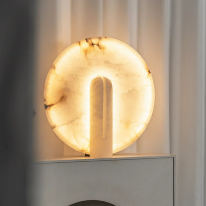 Modern Alabaster Disc Table Lamp