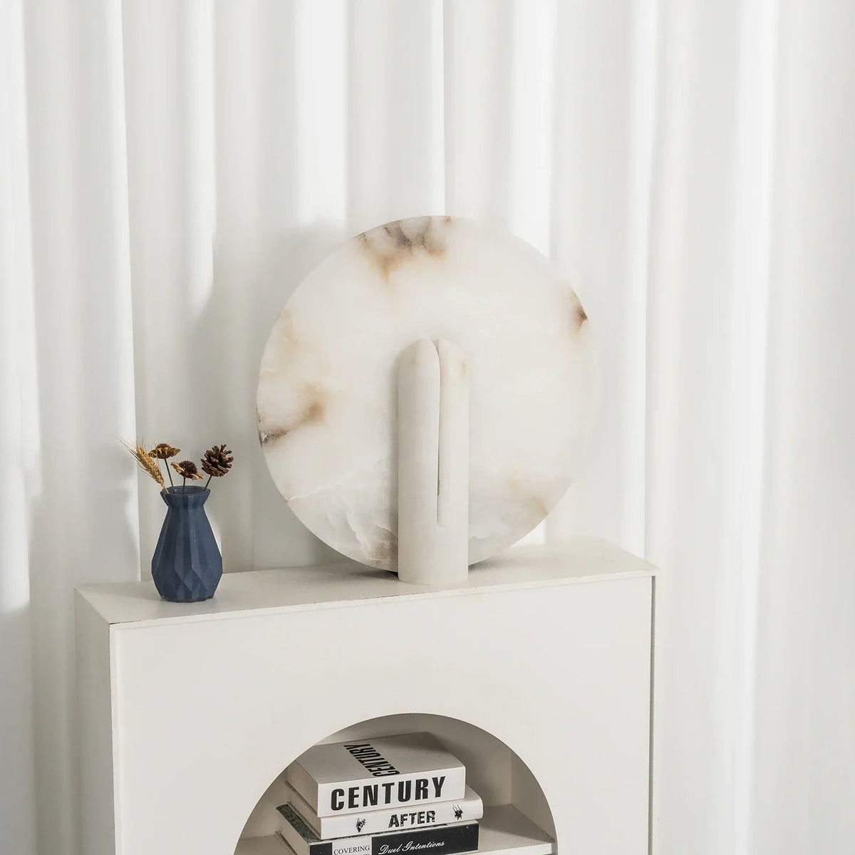 Modern Alabaster Disc Table Lamp