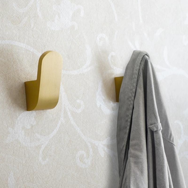 Modern Brass Wall Hooks for Bathrobes and Towels