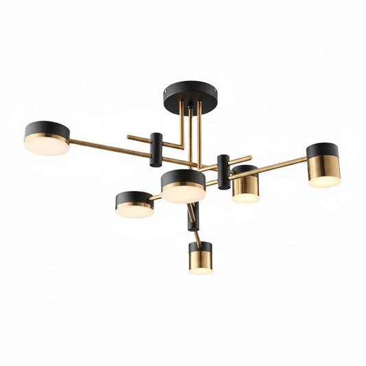 Modern Ceiling Chandelier with Multiple LED Heads and Sputnik Branch Arms