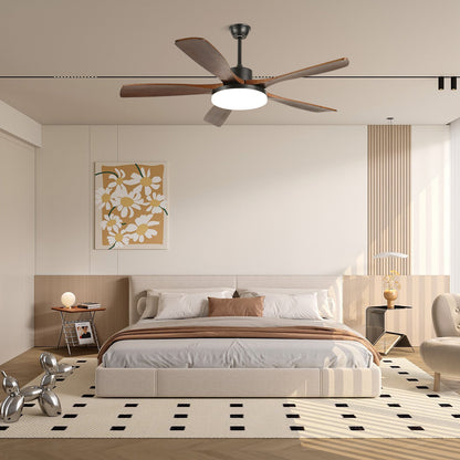 Modern Ceiling Fan with Light and Wood Grain Blades
