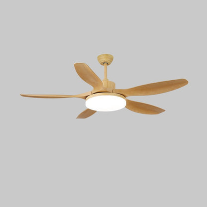 Modern Ceiling Fan with Light and Wood Grain Blades