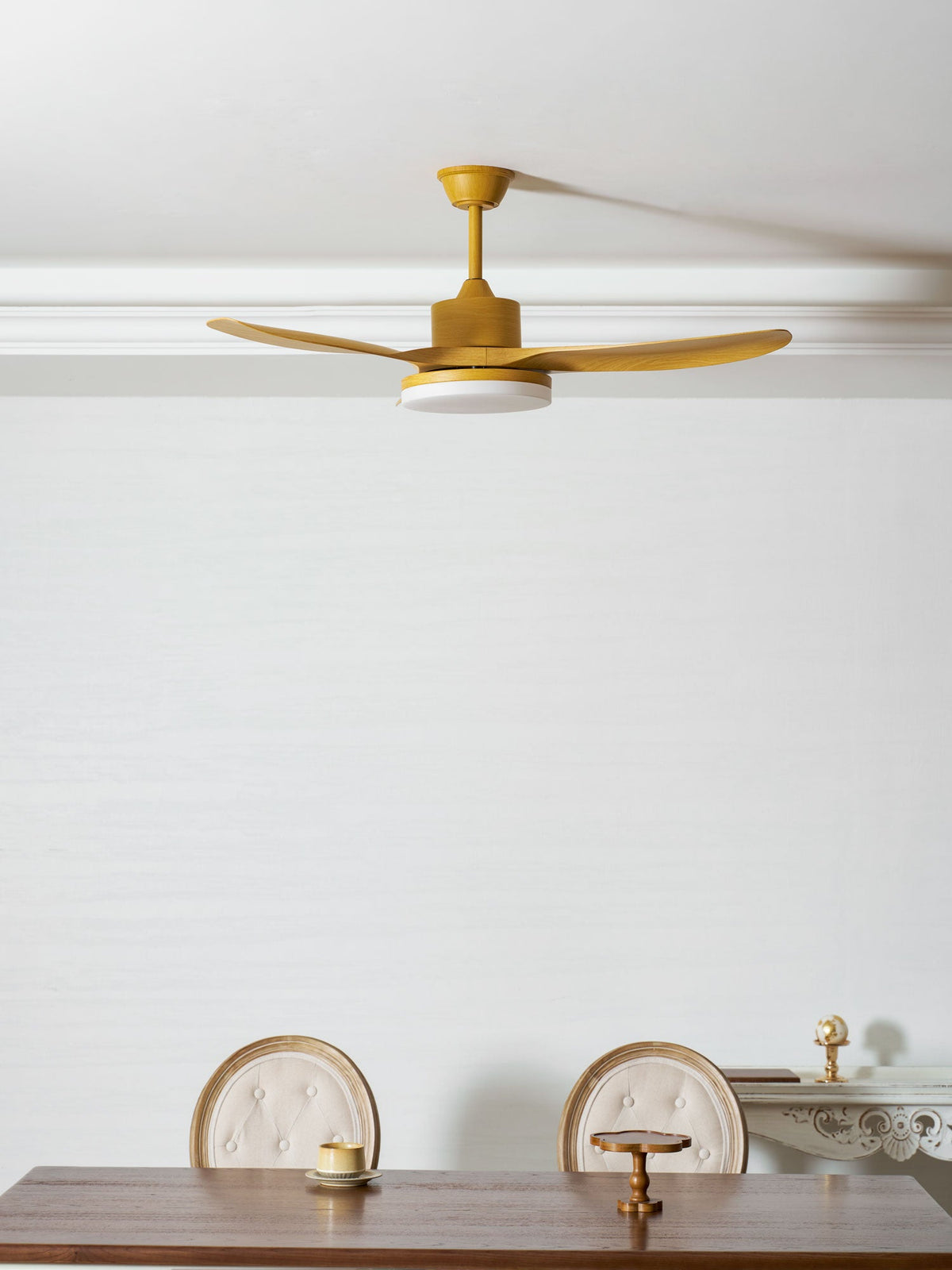 Modern Ceiling Fan with Light and Wood Grain Blades