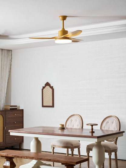 Modern Ceiling Fan with Light and Wood Grain Blades