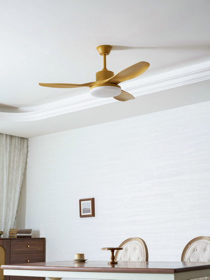 Modern Ceiling Fan with Light and Wood Grain Blades