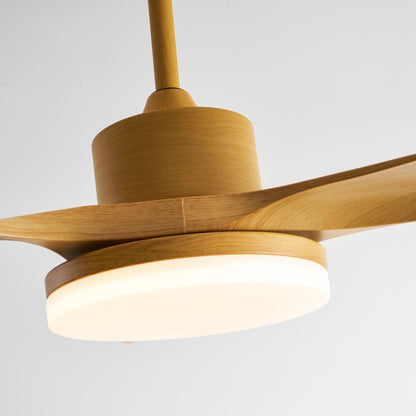 Modern Ceiling Fan with Light and Wood Grain Blades