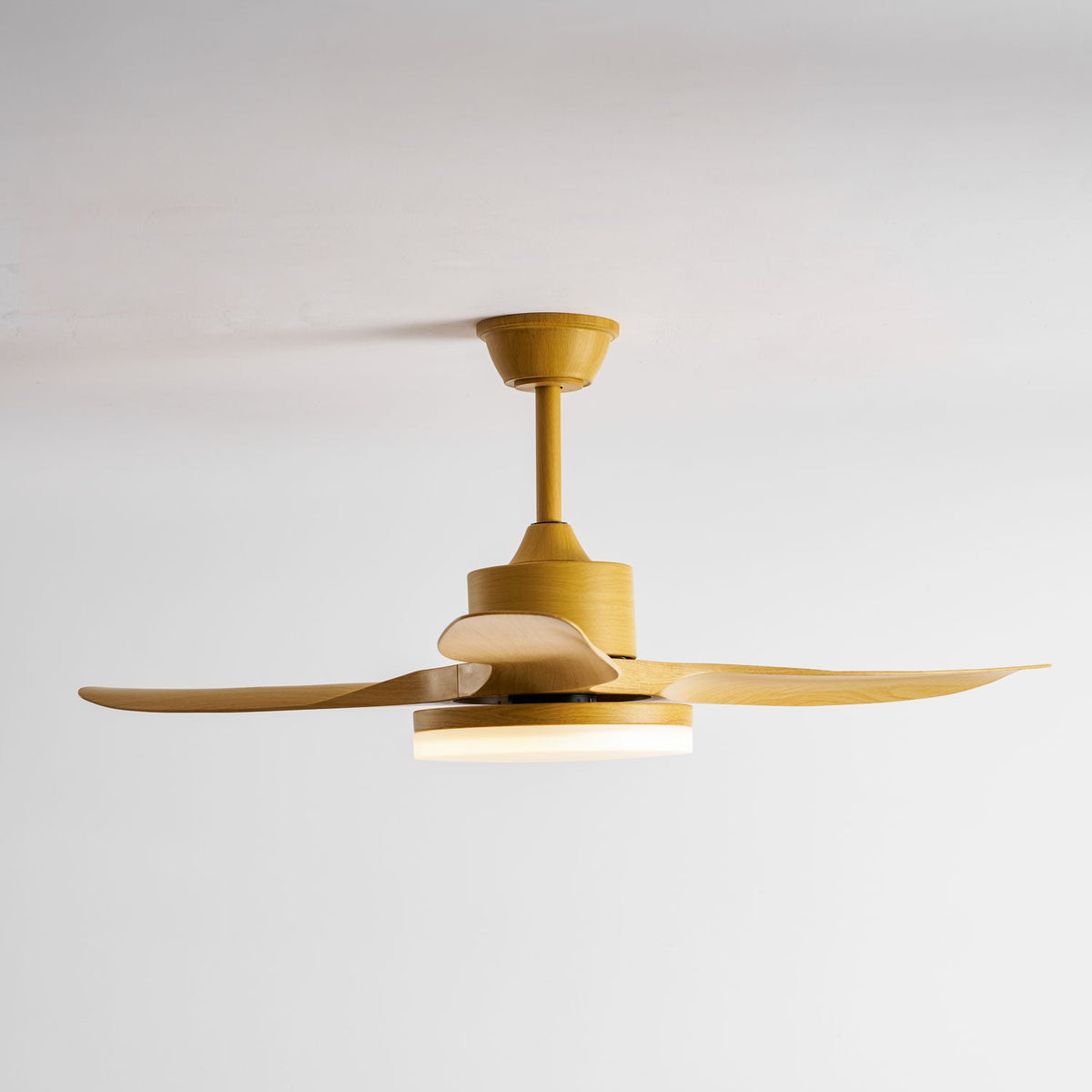 Modern Ceiling Fan with Light and Wood Grain Blades