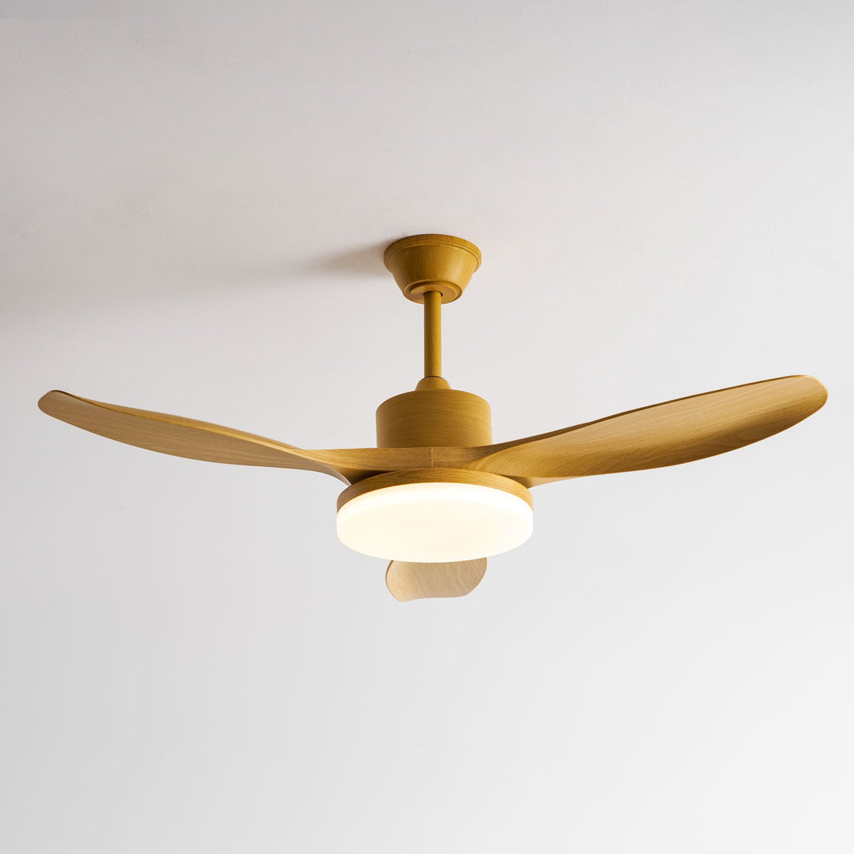 Modern Ceiling Fan with Light and Wood Grain Blades