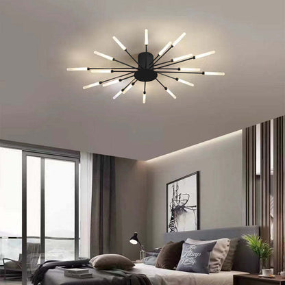Modern Firework Ceiling Light with Integrated LED Tubes