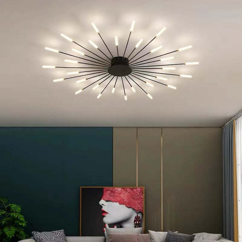 Modern Firework Ceiling Light with Integrated LED Tubes