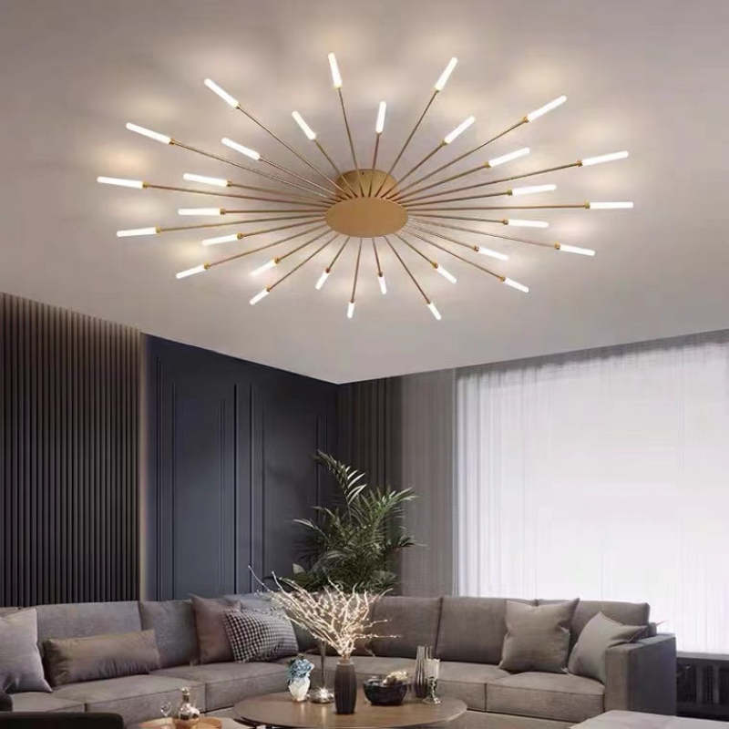 Modern Firework Ceiling Light with Integrated LED Tubes