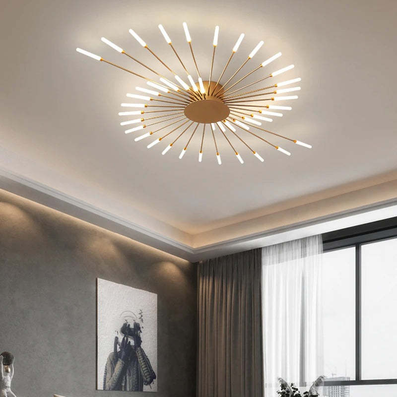 Modern Firework Ceiling Light with Integrated LED Tubes