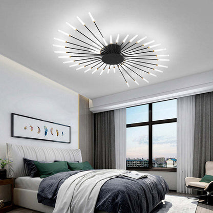 Modern Firework Ceiling Light with Integrated LED Tubes