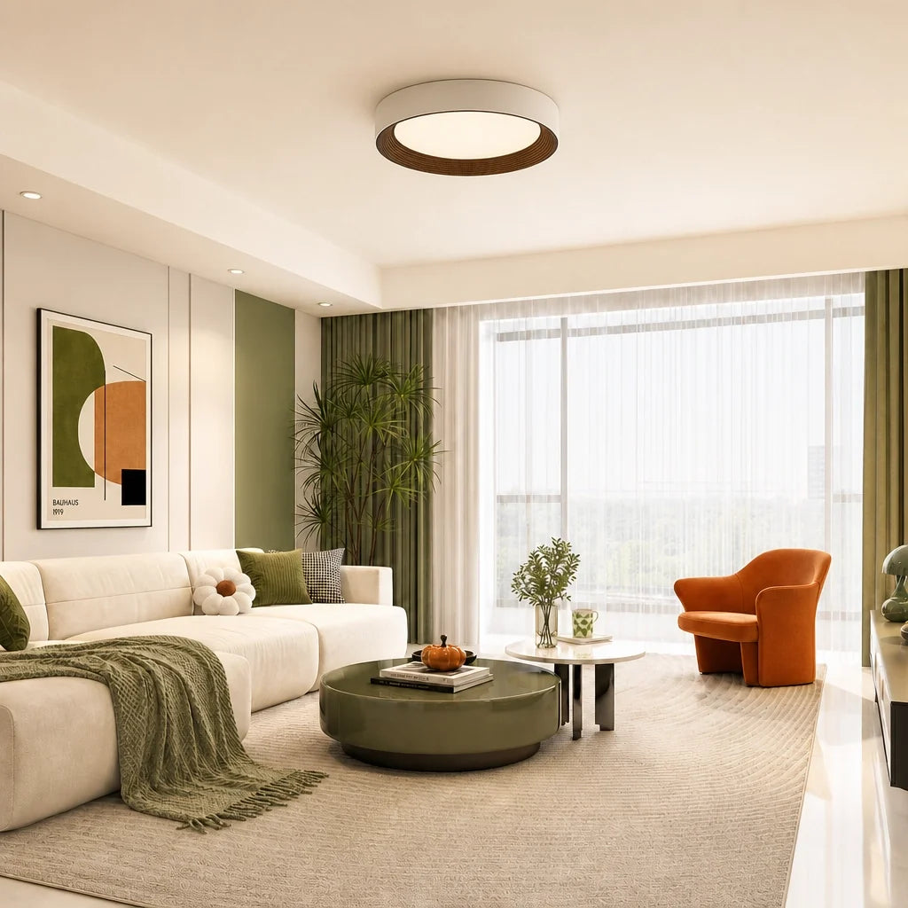 Modern Flush Mount Ceiling Light with Round Frameless Shade and Integrated LED