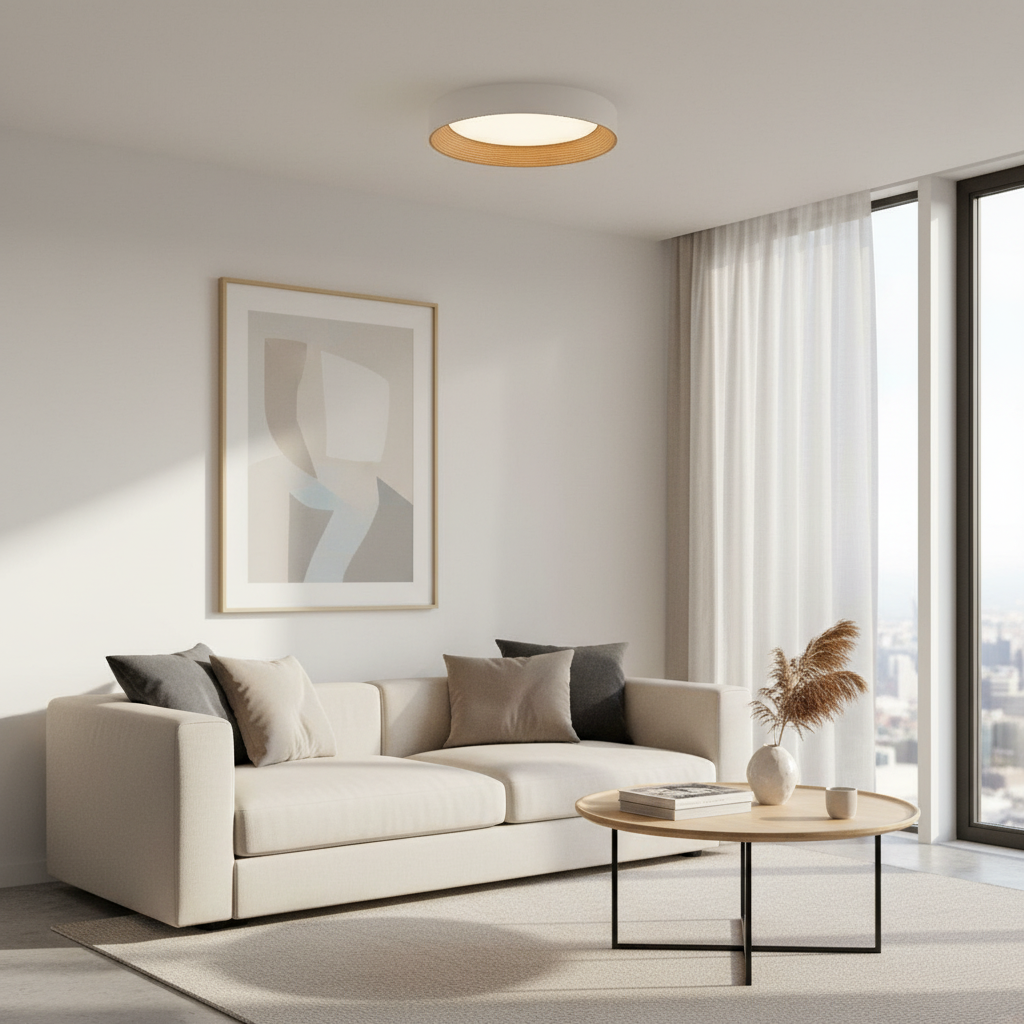 Modern Flush Mount Ceiling Light with Round Frameless Shade and Integrated LED