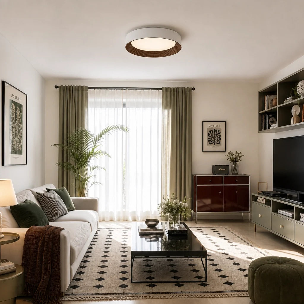Modern Flush Mount Ceiling Light with Round Frameless Shade and Integrated LED
