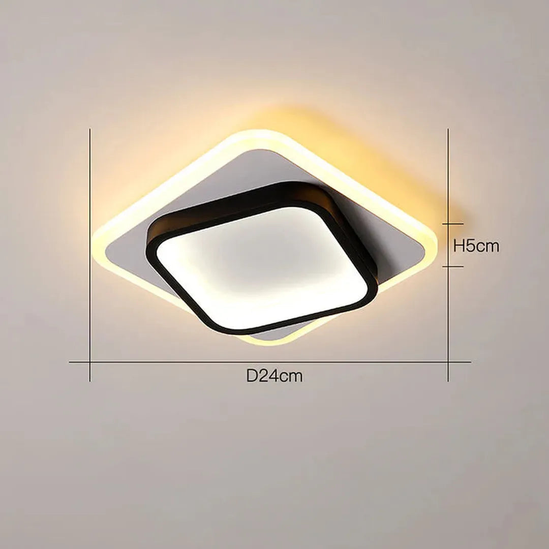 Modern LED Ceiling Light with Double Square Frame for Hallway and Bedroom