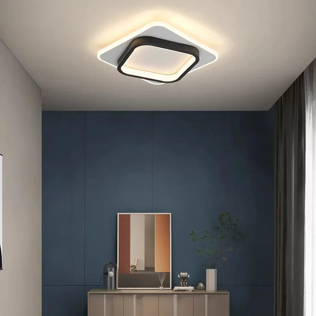 Modern LED Ceiling Light with Double Square Frame for Hallway and Bedroom