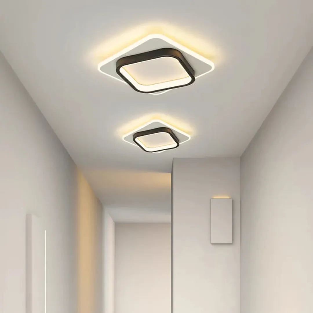 Modern LED Ceiling Light with Double Square Frame for Hallway and Bedroom