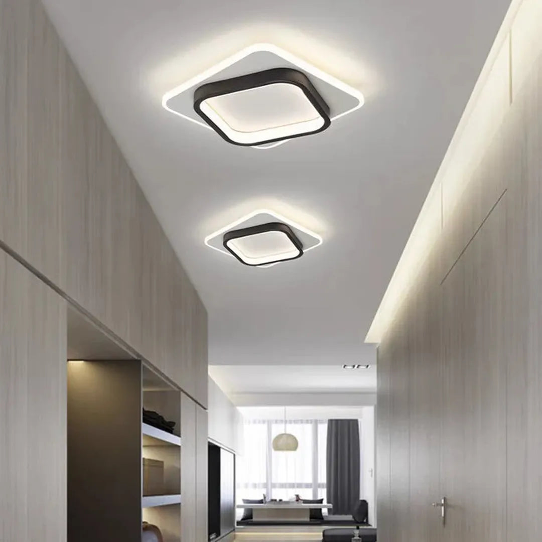 Modern LED Ceiling Light with Double Square Frame for Hallway and Bedroom