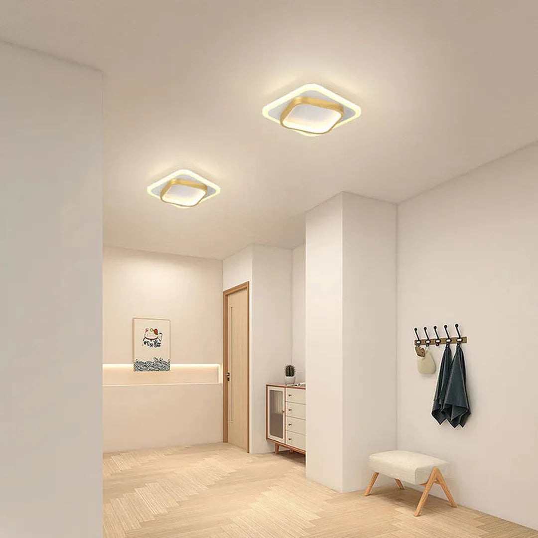 Modern LED Ceiling Light with Double Square Frame for Hallway and Bedroom