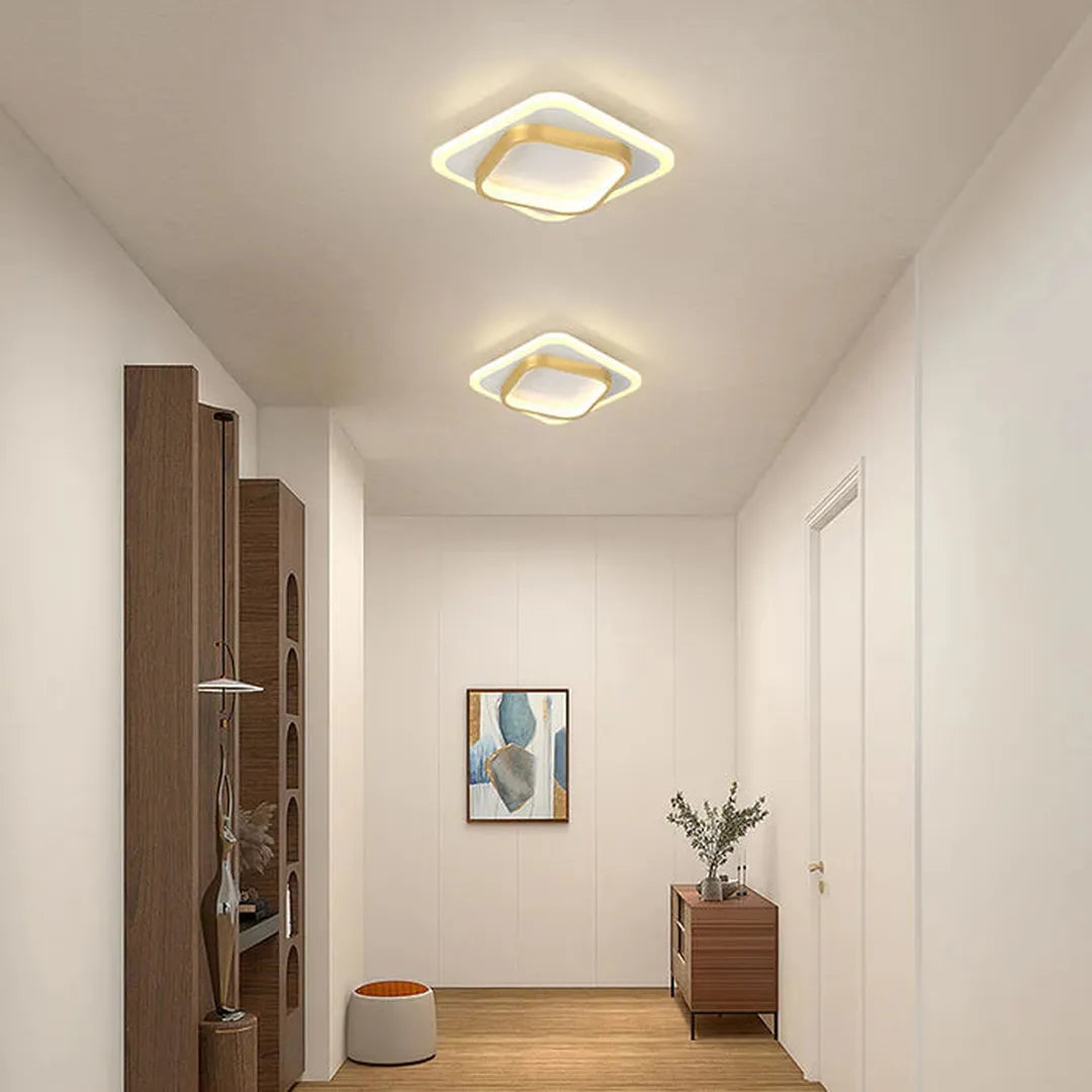 Modern LED Ceiling Light with Double Square Frame for Hallway and Bedroom
