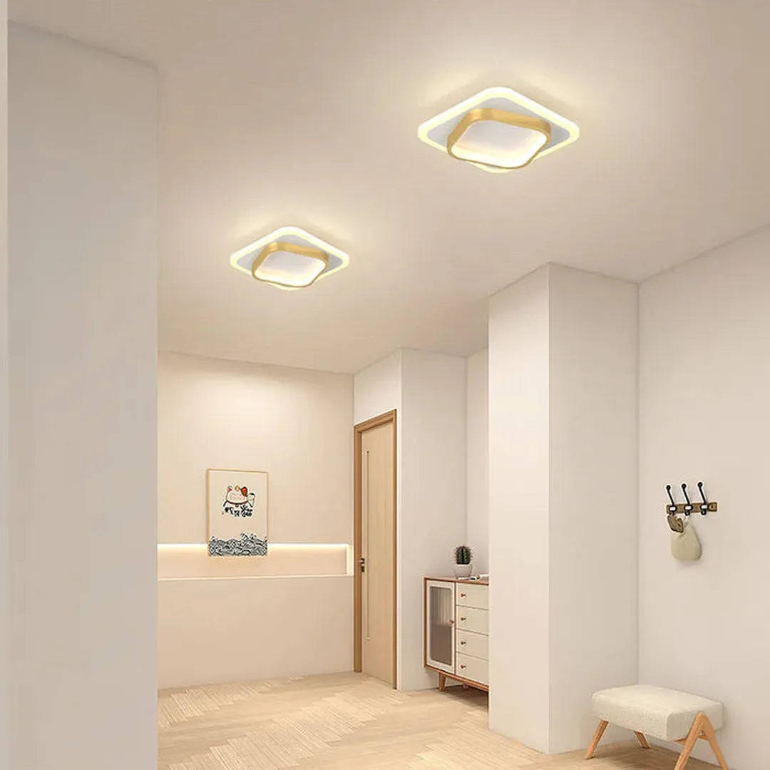 Modern LED Ceiling Light with Double Square Frame for Hallway and Bedroom